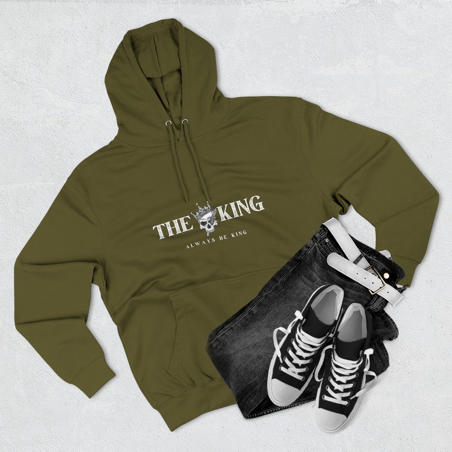 King-Themed Fleece Hoodie, Casual Wear, Stylish Gift, Winter Apparel, Men's Hoodie, Skull Design