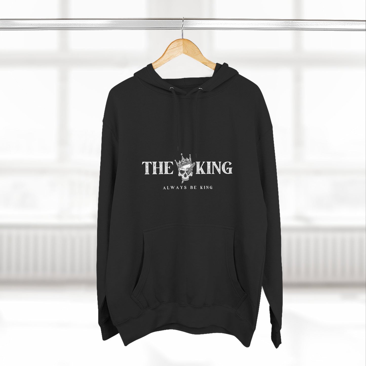 King-Themed Fleece Hoodie, Casual Wear, Stylish Gift, Winter Apparel, Men's Hoodie, Skull Design