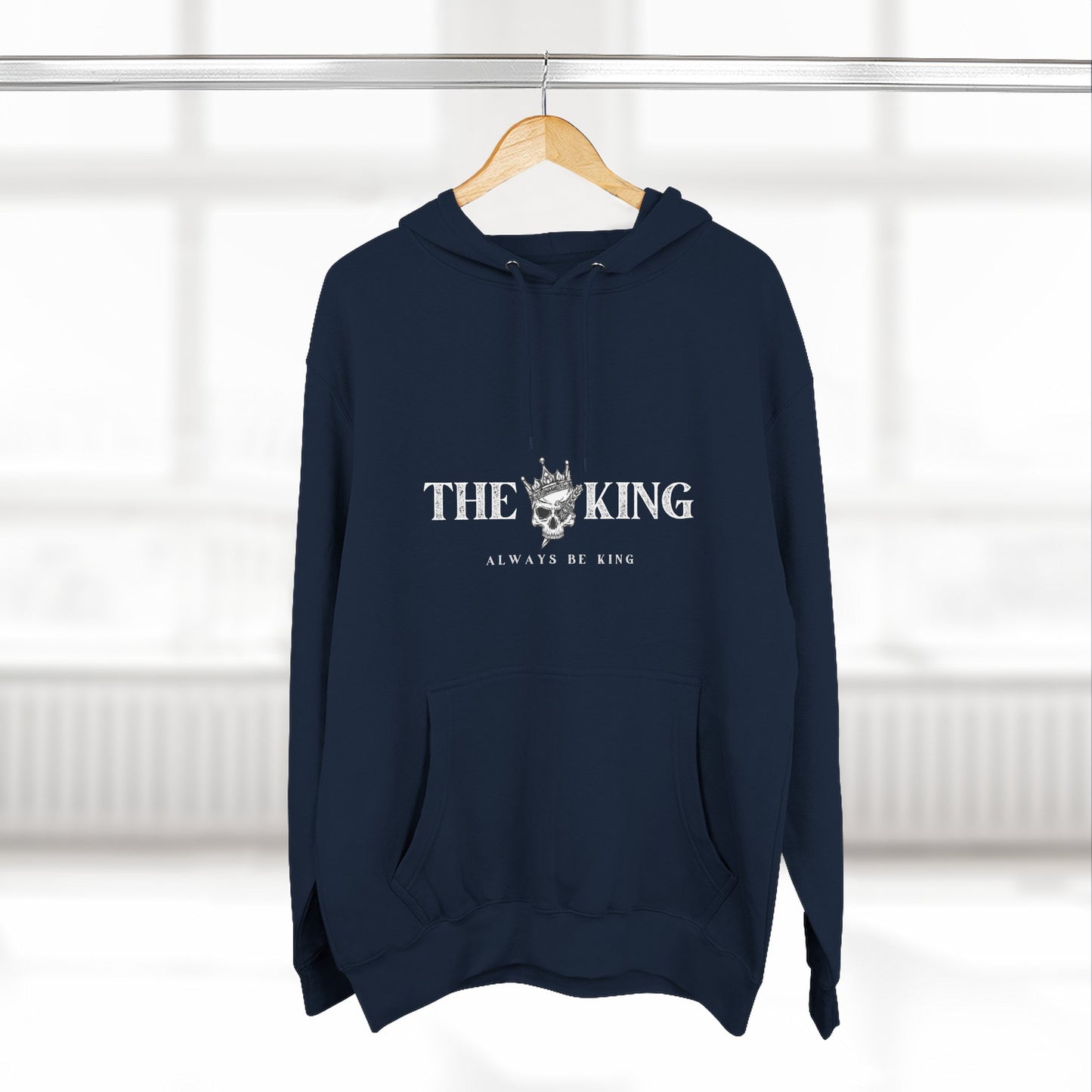 King-Themed Fleece Hoodie, Casual Wear, Stylish Gift, Winter Apparel, Men's Hoodie, Skull Design