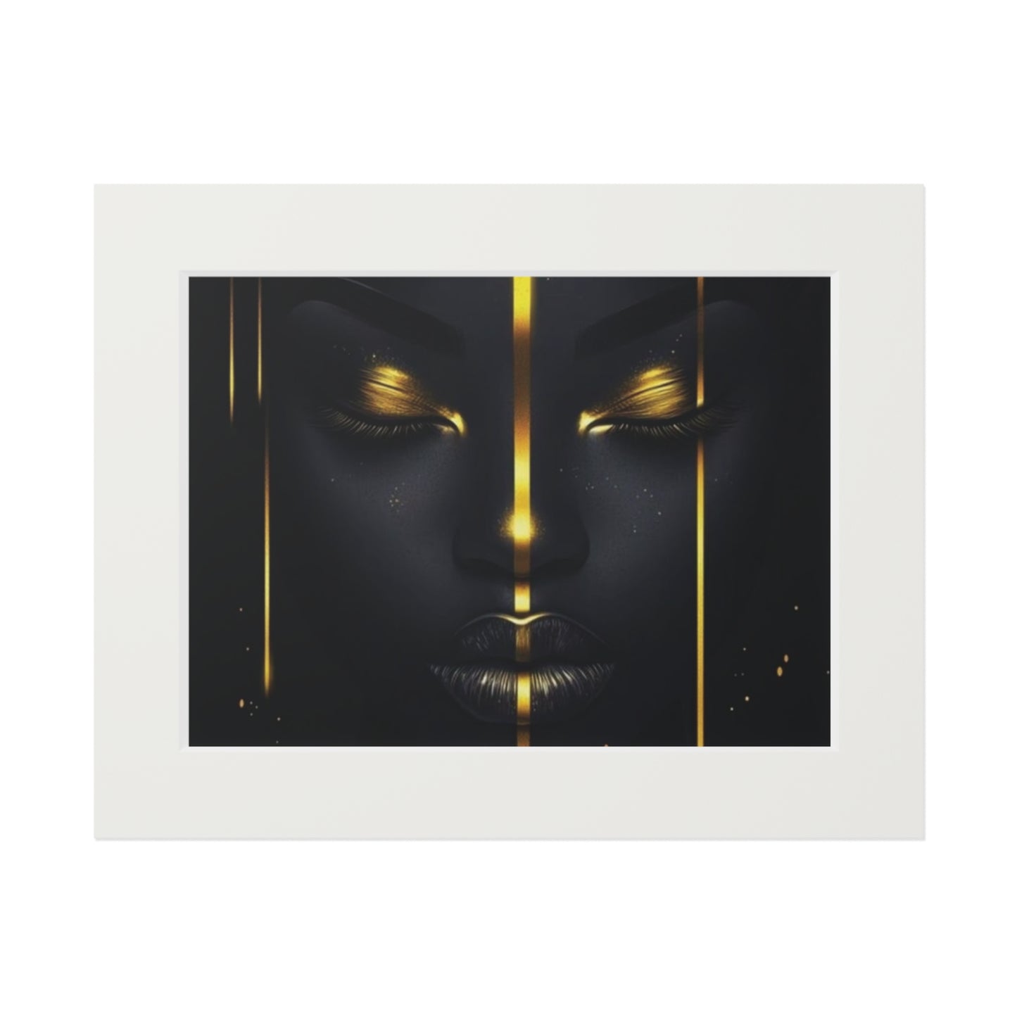 Elegant Fine Art Print with Passepartout Frame, Modern Wall Decor, Black and Gold Artwork, Gift for Home, Stylish Living Room