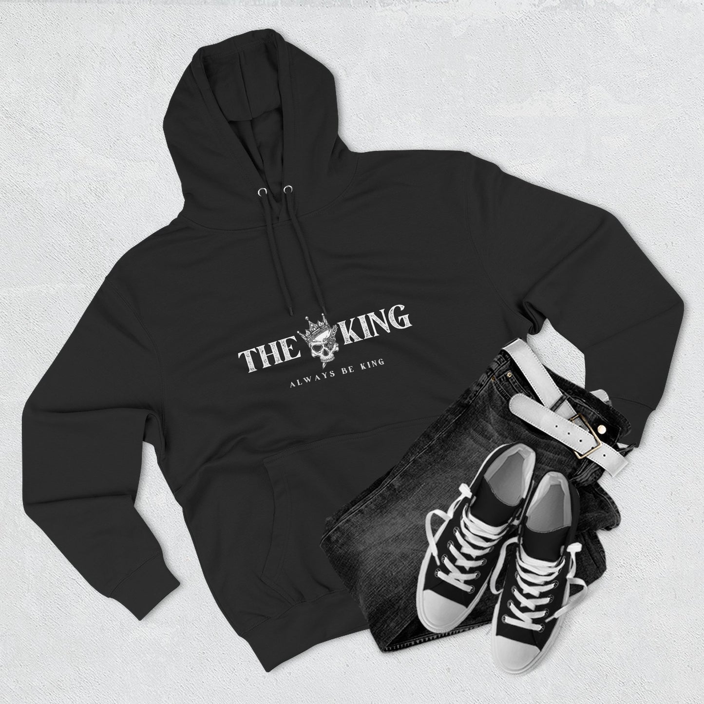 King-Themed Fleece Hoodie, Casual Wear, Stylish Gift, Winter Apparel, Men's Hoodie, Skull Design