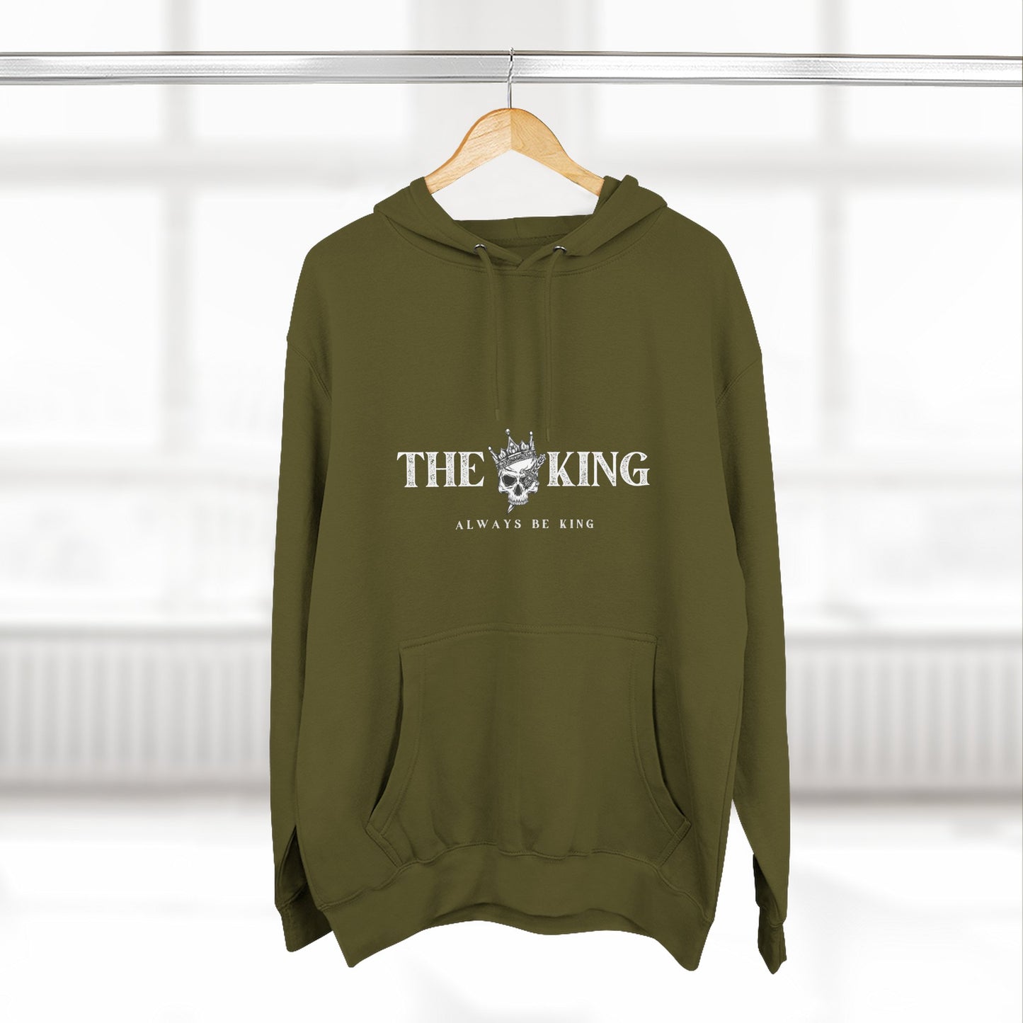 King-Themed Fleece Hoodie, Casual Wear, Stylish Gift, Winter Apparel, Men's Hoodie, Skull Design