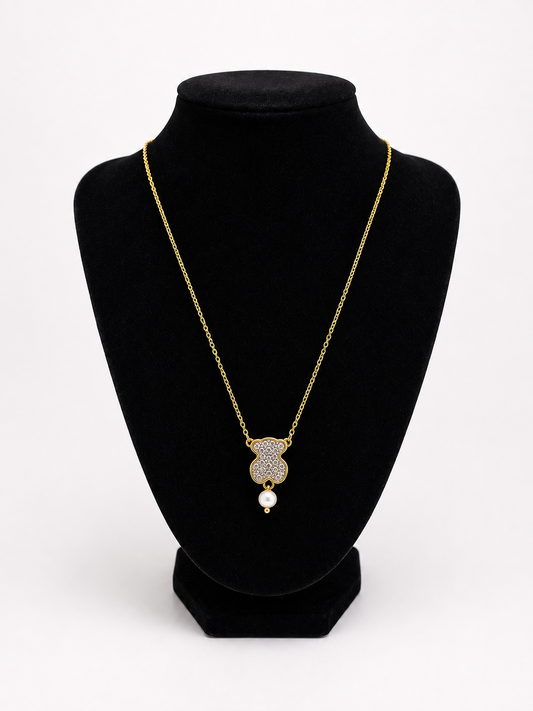 Pearl Teddy Bear Pendant Necklace
