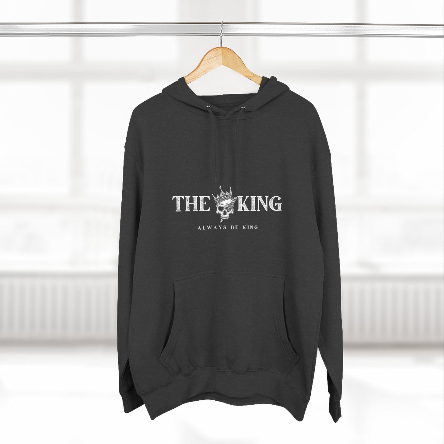 King-Themed Fleece Hoodie, Casual Wear, Stylish Gift, Winter Apparel, Men's Hoodie, Skull Design