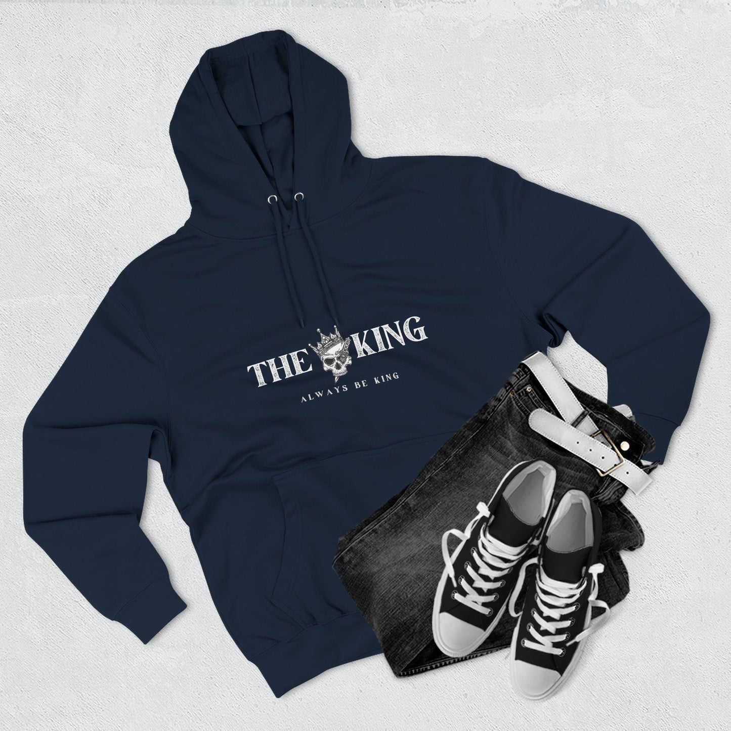 King-Themed Fleece Hoodie, Casual Wear, Stylish Gift, Winter Apparel, Men's Hoodie, Skull Design