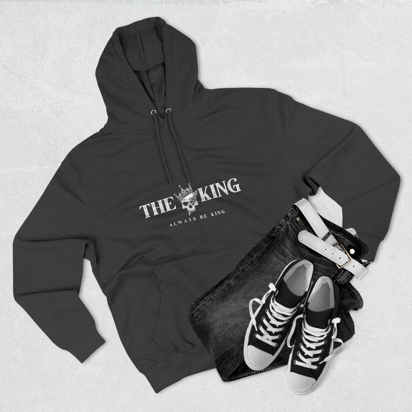 King-Themed Fleece Hoodie, Casual Wear, Stylish Gift, Winter Apparel, Men's Hoodie, Skull Design