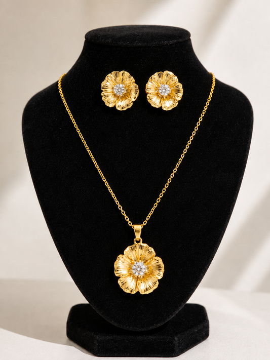 Golden Flower Jewelry Set