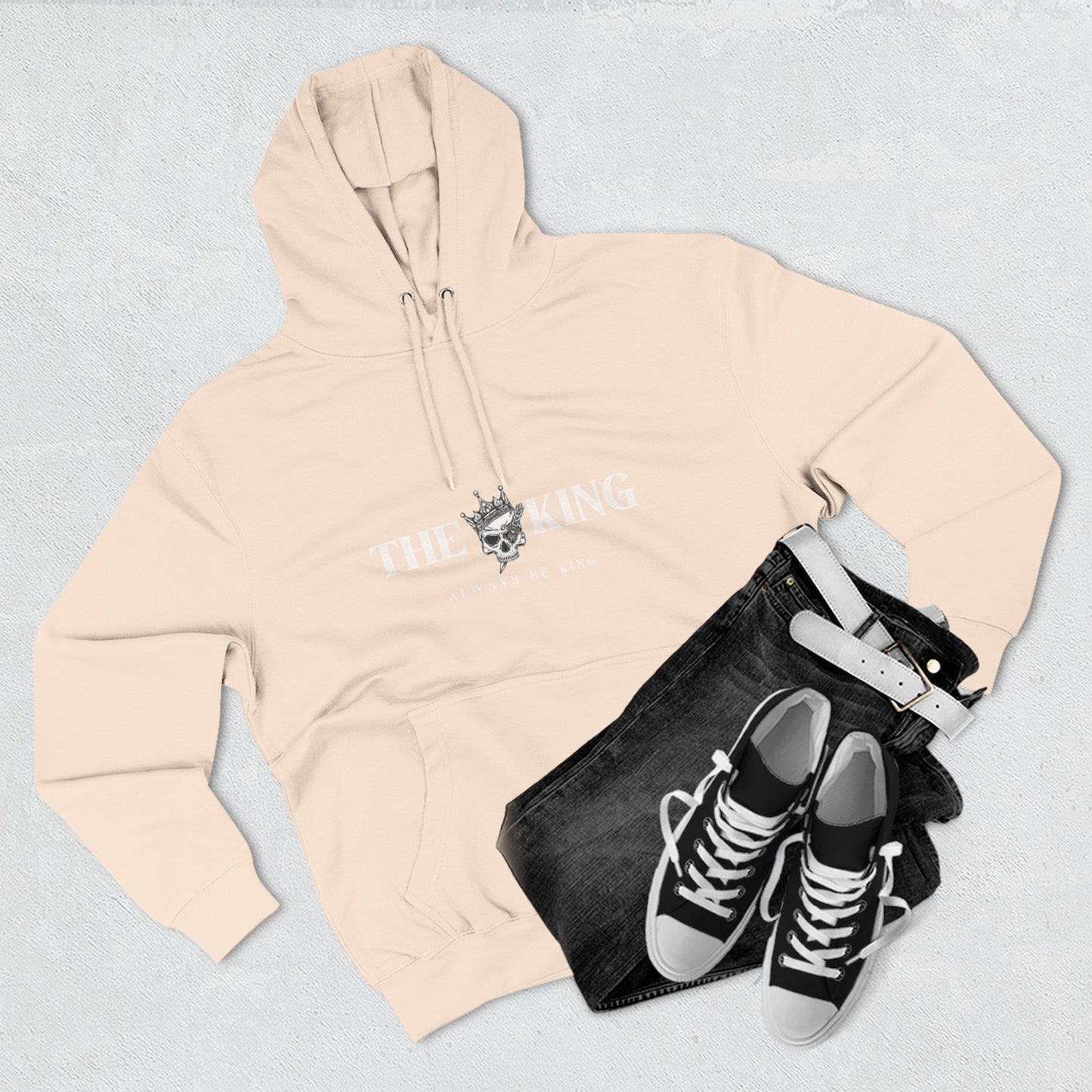 King-Themed Fleece Hoodie, Casual Wear, Stylish Gift, Winter Apparel, Men's Hoodie, Skull Design