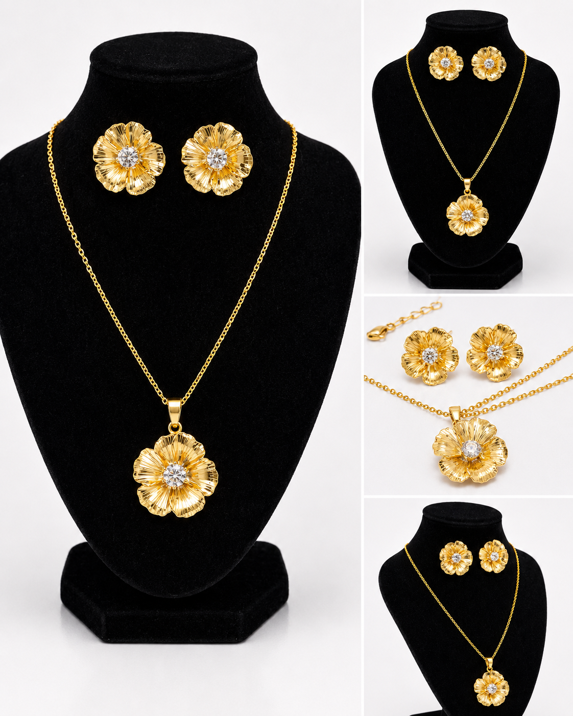 Golden Flower Jewelry Set